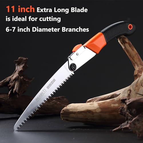 REXBETI 11-Inch Folding Saw, Heavy Duty Hand Saw, Wood & Camping, SK5 Steel - size: 11 Inch