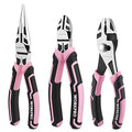 WORKPRO 3 PCS Pink Pliers Set, Needle Nose & Diagonal & Slip Joint Pliers