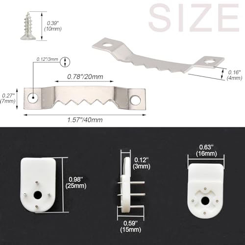 20 Kits Picture Frame Hangers Kits, Sawtooth Picture Hangers and Invisible Nail Hooks for Stucco, Brick, Drywall and Wooden Wall (Silver)
