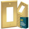 Rio Salto BRASS Gold Light Switch Covers Plates Outlet Covers Rocker Switch Plates Brushed Gold 10 Pack Decorative Premium Metal Wall Plate Covers — Deco Collection, Standard 4.50" x 2.75" - color: Rocker / Outlet 1-Gang (10-Pack)
