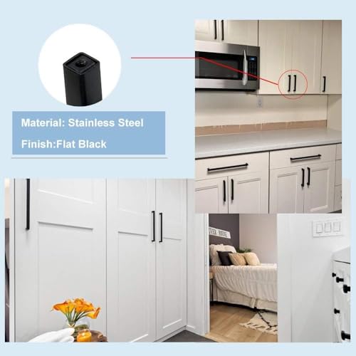 Goldenwarm 5 Pack 3 in Matte Black Cabinet Handles Square Drawer Pulls - color: Matte Black, size: 3 Inch Hole Center