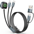 Airplane Travel Essentials Multi Charging Cable for Apple Watch Charger - color: Black, size: 1pack-4ft