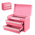 WORKPRO Metal Mini Tool Box with 2 Drawers and Top Storage - color: Pink