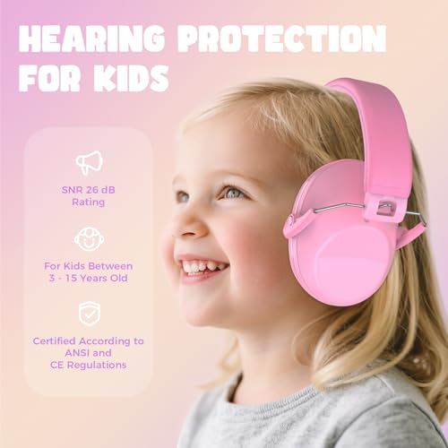 ProCase Kids Noise Cancelling Headphones Ear Hearing Protection, Pink - color: Light Pink