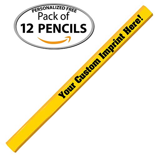 Express Pencils Bright Yellow Custom Carpenter Pencil Personalized imprinted with your Name, Logo or Message Pack of 12 (Bright Yellow) - color: Bright Yellow