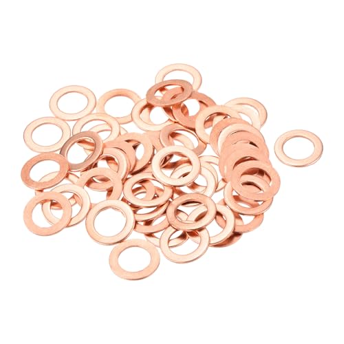 MECCANIXITY 52 Pcs Flat Copper Washers, 10x16x1mm Copper Upgraded Flat Metric Sealing Crush Ring Washers for Hydraulic Fittings Screw Bolt Nut Electronic Repair - size: 10x16x1mm