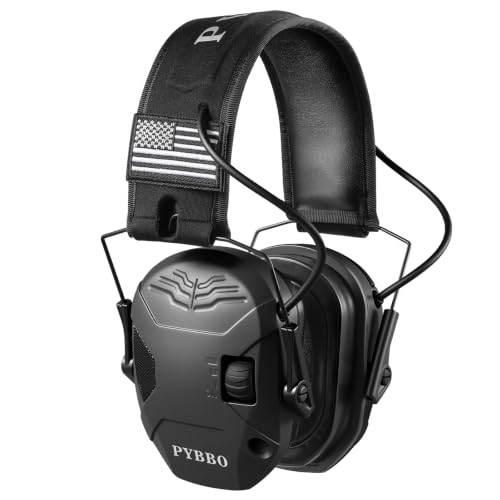 Electronic Shooting Ear Protection w/Gel Pads, 23dB NRR Active Noise Reduction & 3X Amplification Headset for Shooters - color: Black