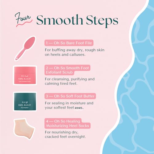 Bare August Glass Foot File Callus Remover for Feet - Heel Scraper & in Shower Foot Scrubber Dead Skin Remover - Pedicure Foot Buffer for Soft Feet (with Handle, Pink) - size: 1 Count (Pack of 1), style: Classic