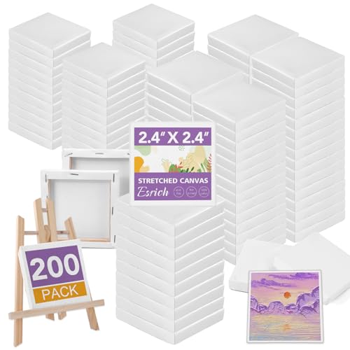 ESRICH Mini Canvases for Painting, Mini Canvas Bulk 200 Pack 2.4x2.4In, 2/5In Profile Small Square Canvas, Blank Canvases are Great for School Projects and Kids Birthday Parties, Home Decor Project. - size: 2.4x2.4in-200 Packs