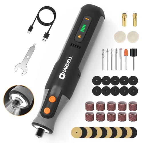 HARDELL 8V Cordless Rotary Tool Kit, 5‑Speed, 28000RPM for DIY Craft - color: Black