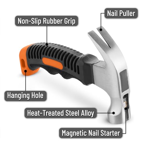 Mr. Pen- Claw Hammer, 8oz, Orange, Magnetic - color: Orange