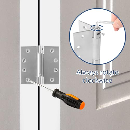 3 Pack Self Closing Door Hinges, 4 Inch Spring Loaded Hinges Adjustable Tension Spring Hinges with Square Corners, Heavy-Duty Door Hardware for Commercial and Residential Doors, Brushed Nickel