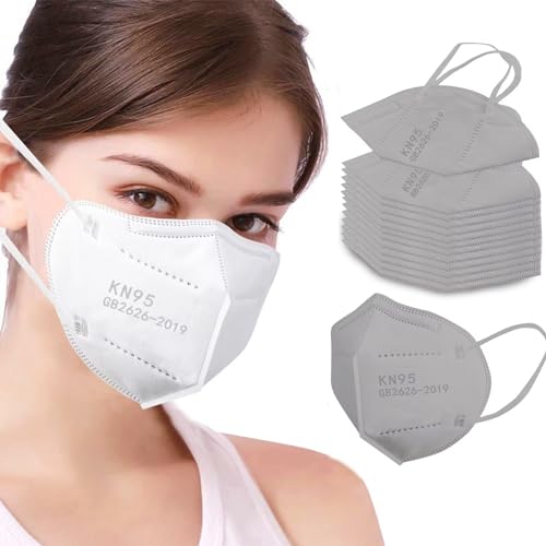 100PCS KN95 Face Masks,5-Ply Breathable Cup Dust Masks(White,Grey) - color: Wgmixed-100pcs