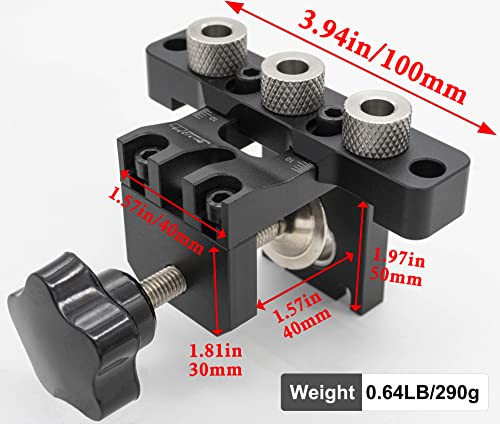 3-in-1 Dowel Jig Kit - Pocket Hole Jig with Adjustable Woodworking Drill Locator, 8/10/15mm Bits, Precision Guide for Furniture Assembly, DIY Projects, Durable Aluminum Alloy