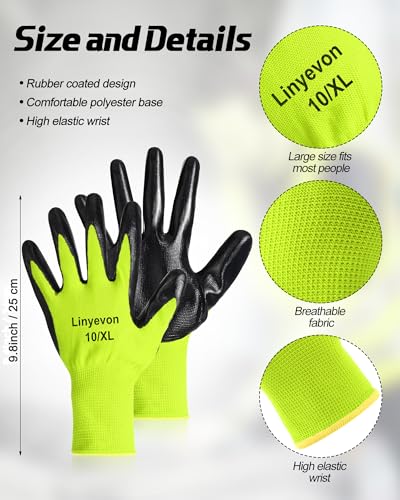 Maxcheck PU Coated Work Gloves Bulk Pack - color: Yellow, size: Large