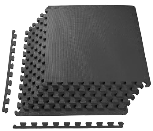 BalanceFrom Puzzle Exercise Mat 1/2-inch Thick, EVA Interlocking Foam Floor - color: Black, style: 1/2" Thick, 24 Square Feet