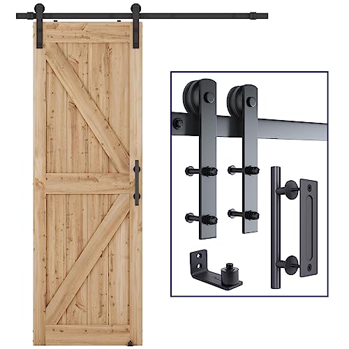 SMARTSTANDARD 5.5 FT Heavy Duty Sturdy Sliding Barn Door Hardware Kit,Black - size: 5.5 Feet