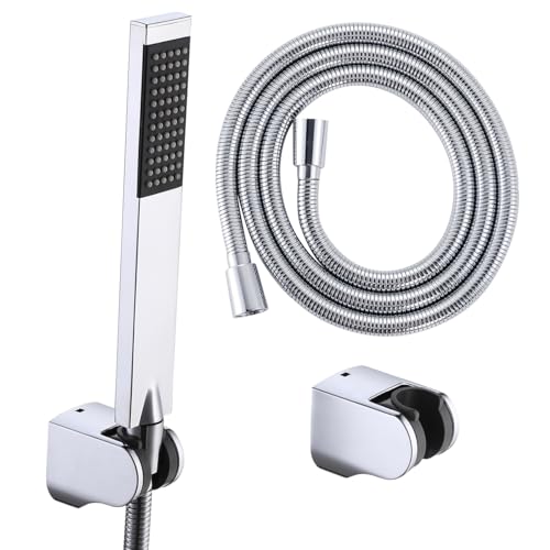 KES Brass Shower Head HandHeld Shower Wand, 1.5-Meter Long Hose Square - color: Polished Chrome