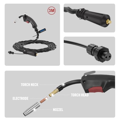 ANDELI 135A Flux Core MIG Welder, 110V Gasless MIG/Lift TIG/Stick 3-in-1 - color: Red2