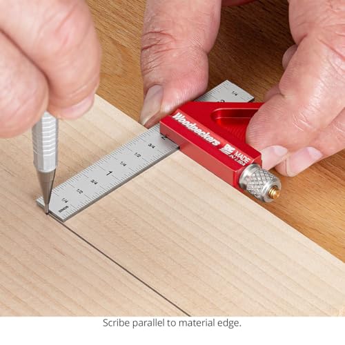 Woodpeckers Mini Combination Square, Check Square and 45° in Tight Joinery with 1/2" and 1/4" Blades, Made in USA - MNCSQ-AL