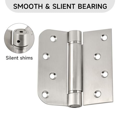 4" Self Closing Door Hinges 3 Pack, 304 Stainless Steel Adjustable Tension - style: S hole - Square&Round
