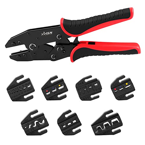 Zhushan 8PCS Wire Crimping Tool Set,Ratcheting Crimper Kit with Interchangeable Dies for Heat Shrink Connectors, Ferrule Terminals,Insulated and Non-Insulated Connectors - style: 8PCS Crimping Tool Set