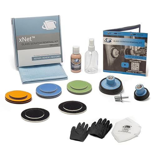 GLASS POLISH DIY Glass Scratch Removal Deluxe Kit 2" & 3" - Effective Glass Polishing with Drill or Polisher, Repairs Deep Scratches, Removes Surface Damage and Restores Original Clarity & Shine - size: 2 & 3 inch (12 Abrasives)