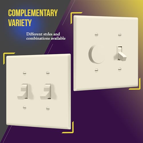 ENERLITES Mid-Size Double Toggle Light Switch Cover Plate, Light Almond - color: Light Almond, size: Mid-Size