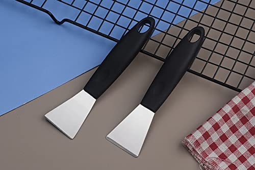 Stainless Steel metal Scraper, stove top Oven Scraper Tool non scratch, window glass scraper,Kitchen Cleaning,glass stripper,Putty,grout,sticker,Wallpaper, Paint,cooktop,Straight + Bending 2-PCS
