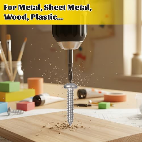 635Pcs 304 Stainless Steel Self Tapping Screws Assortment Kit, M3/M4/M5/M6 Phillips Flat Head & Pan Head Wood Screw Kit - size: 635pcs M3M4M5M6 Silver