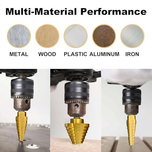Step Drill Bit Set for Metal- 5PCS Ti Step Bit with Two Straight Flutes - color: 5Pcs Straight Set