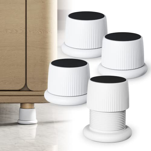 Adjustable Furniture Bed Risers 1.6-2.6 inch Durable Anti Slip-White 4 Pcs - color: White - 4 Pcs
