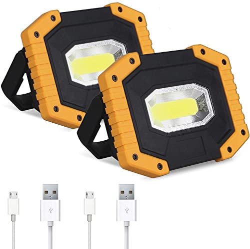 AUMIO 2-Pack Rechargeable COB LED Work Lights, Portable Flood Light