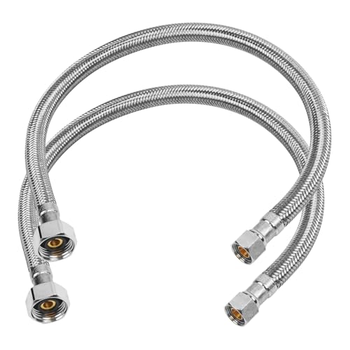 20" Faucet Supply Line, 3/8 inch Comp x 1/2 inch FIP Faucet Connector, Braided Stainless Steel Faucet Hose for Bathroom Sink and Kitchen, Leak-Resistant cUPC Certified Water Supply Line, 2 Pack - size: 20inch