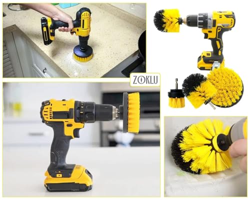 3 Pcs Drill Brush Attachments for Cleaning, Nylon 2/3.5/4 in Heads