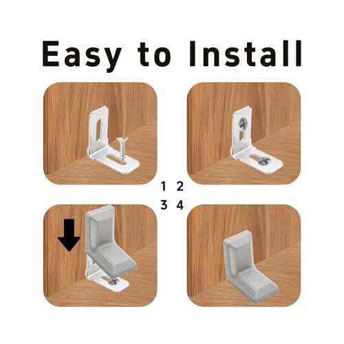 30PCS 90 Degree L Shape Metal Corner Brackets Gray Plastic Cover Right Angle Brace for Shelf Cabinet Chair Furniture, 1.1x1.1x0.7 with Screws - size: Gray