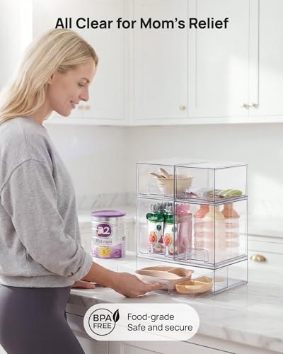 Vtopmart Clear Stackable Storage Drawers Set of 9, Plastic Organizer Bins - style: 6 Small+2 High+1 Wide