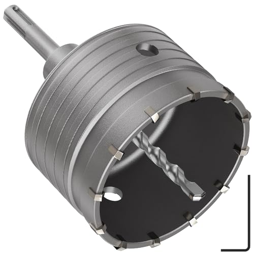DAIMIT Concrete Hole Saw 115mm / 4.52" with 220mm SDS Plus Shank Connecting Rod, Hole Saw Tool Set for Concrete Cement Brick Stone Wall Drilling - size: 115MM