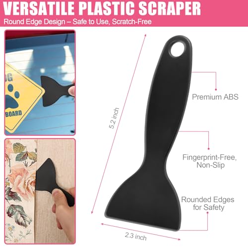 NECAMOCU 4 Pack Razor Blade Scraper, Includes 50 PCS Metal & Plastic Blades - color: Pink