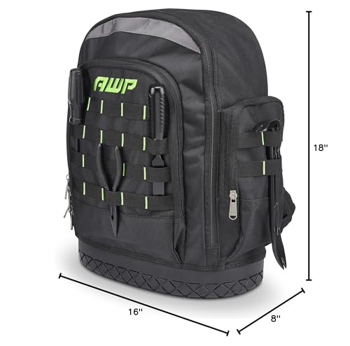 AWP Extreme Tool Backpack, 23 Tool Storage Pouch Pockets, 1 Pack, Black