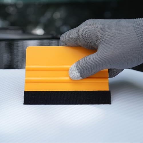 2-Pack Felt Edge Squeegee Tool for Vinyl Wrap & Wallpaper Smoothing, Plastic Scraper with Replacement Fabric Felts, Anti-Scratch Applicator for Car Window Tint, Glass Film & Craft Decals - color: yellow