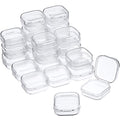 24 Packs Small Clear Plastic Beads Storage Containers Box with Hinged Lid for Storage of Small Items, Crafts, Jewelry, Hardware(1.37 x 1.37 x 0.7 Inches) - size: 1.37 x 1.37 x 0.7 Inches