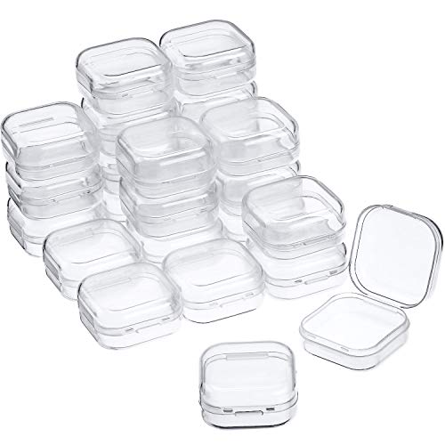24 Packs Small Clear Plastic Beads Storage Containers Box with Hinged Lid for Storage of Small Items, Crafts, Jewelry, Hardware(1.37 x 1.37 x 0.7 Inches) - size: 1.37 x 1.37 x 0.7 Inches