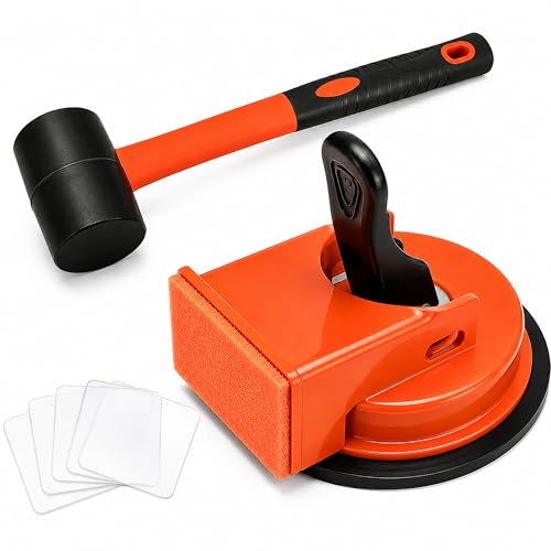 Floor Gap Fixer Tool, Suction Cup Floor Repair Kit with Rubber Mallet | Suction Cup Design, Rubber Mallet Included, Floor Gap Adjustment, For Laminate, Vinyl & Hardwood Floors