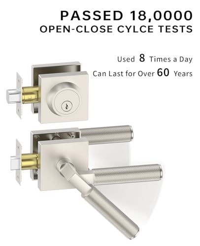 Asidrama 1 Pack Brushed Satin Nickel Passage with Deadbolts - color: Brushed Satin Nickel, size: 1 Pack, style: Passage with Deadbolt