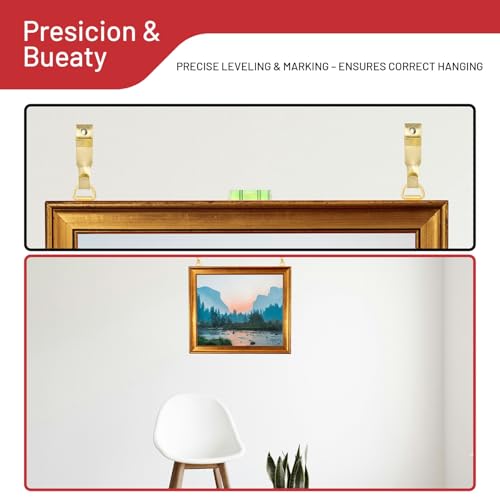 CrimsonMark 303-Piece Picture Hanging Assortment with Heavy Duty Hooks | Includes Nails, Sawtooth, D-Rings, Wire, Level & Metal Wall Hooks for Picture Framing and Canvas Mounting in Gold. - size: Gold