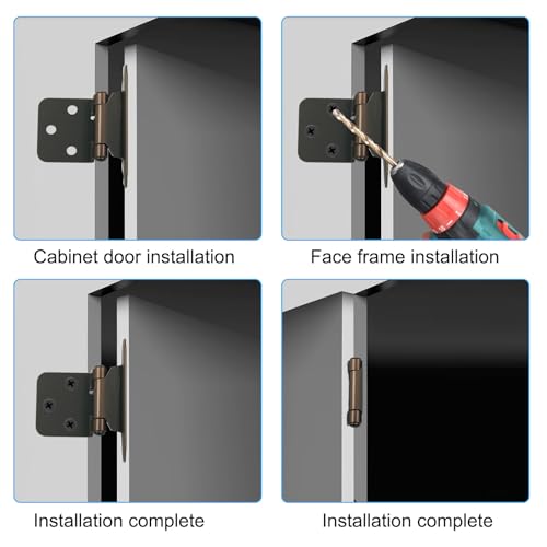 4-Pack (2 Pair) Antique Copper Cabinet Hinges | Self-Closing, 1/2" Variable Overlay, Semi-Concealed Face Frame, Flush Mount for Kitchen/Bath Cabinets - color: Antique Copper
