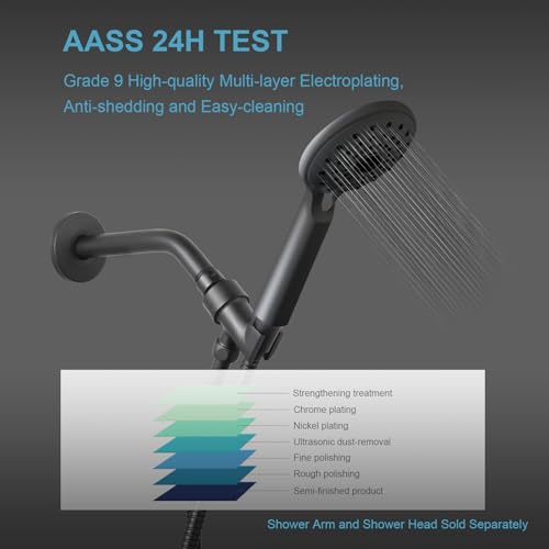 OFFO Shower Head Holder All Metal for Handheld Shower Head, Adjustable Shower Arm Mount with Solid Brass Pivot Ball, 1/2 in IPS Female Inlet and Male Outlet, Matte Black - color: Matte Black