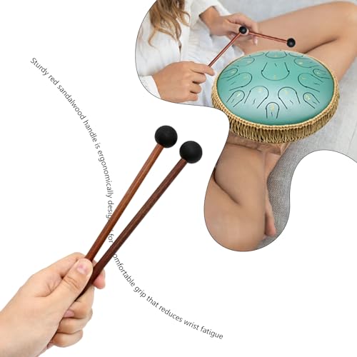 Lidguni Tongue Drum Mallets, Bell Mallets Glockenspiel Sticks, Rubber Xylophone Mallet Percussion with Wood Handle, 8.3", Black