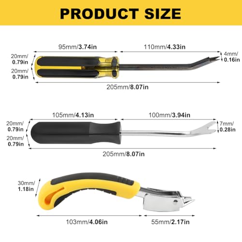 3PCS Heavy Duty Construction Staple Remover with Tack Puller Tool, Nail Puller, Carpet Remover, Removing All Kinds of Staples for Furniture, Floor, Wooden Case, Carton, Photo Frame(COLOR:Black+Yellow)